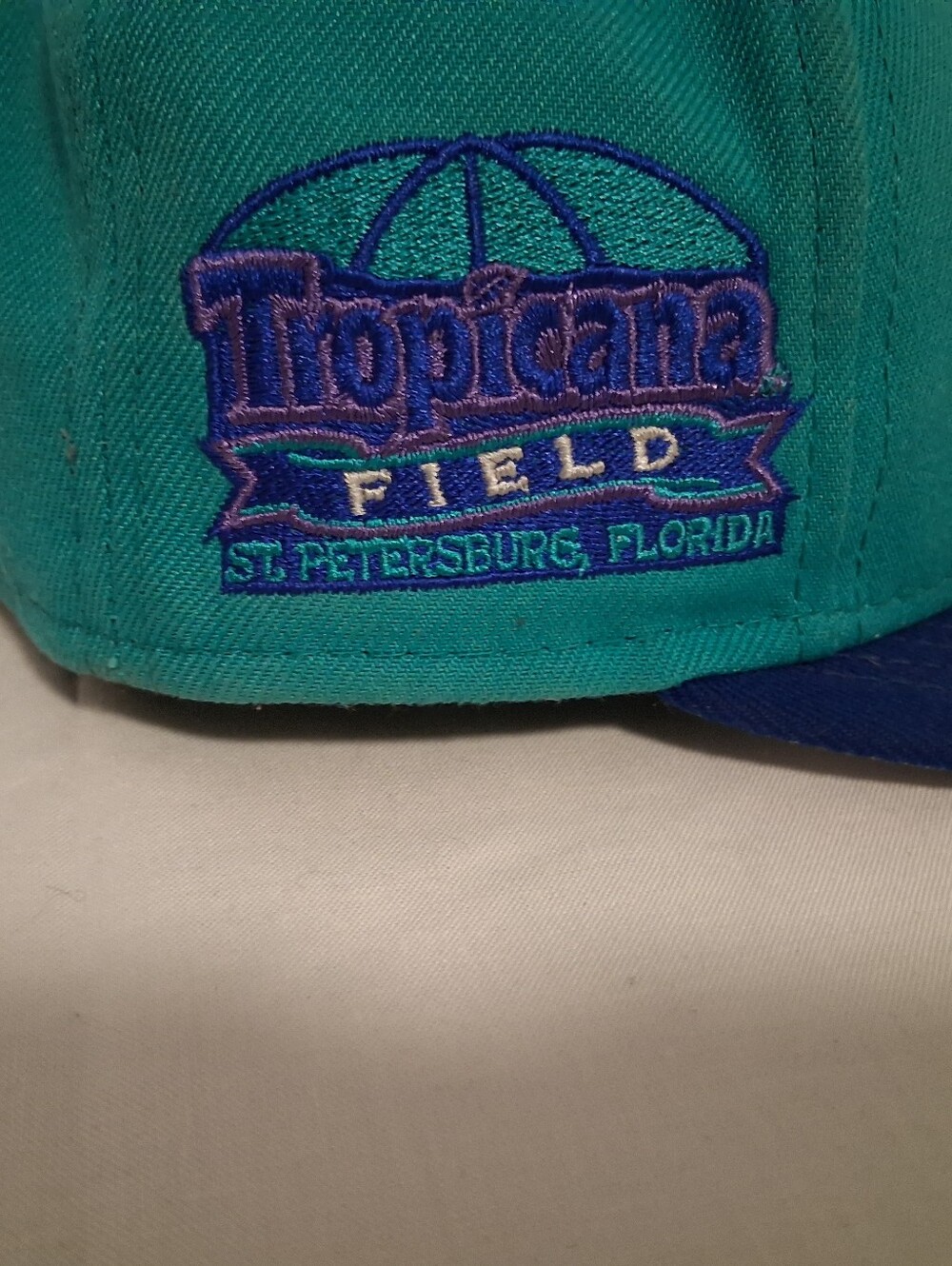 Cooperstown Collection MLB Tampa Bay Rays Teal and Navy Hat, Embroidered Logo - Picture 2 of 5